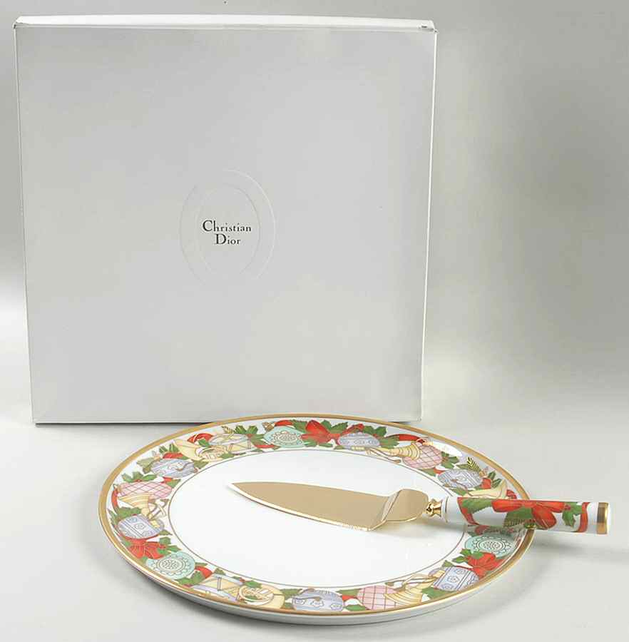 Dior Christmas Cake Plate & Server Set (Boxed) by Christian Dior-1
