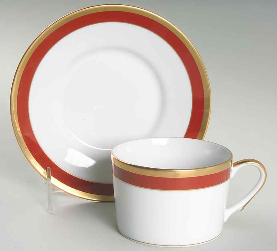 Dior Monogram Red Flat Cup & Saucer Set by Christian Dior-1