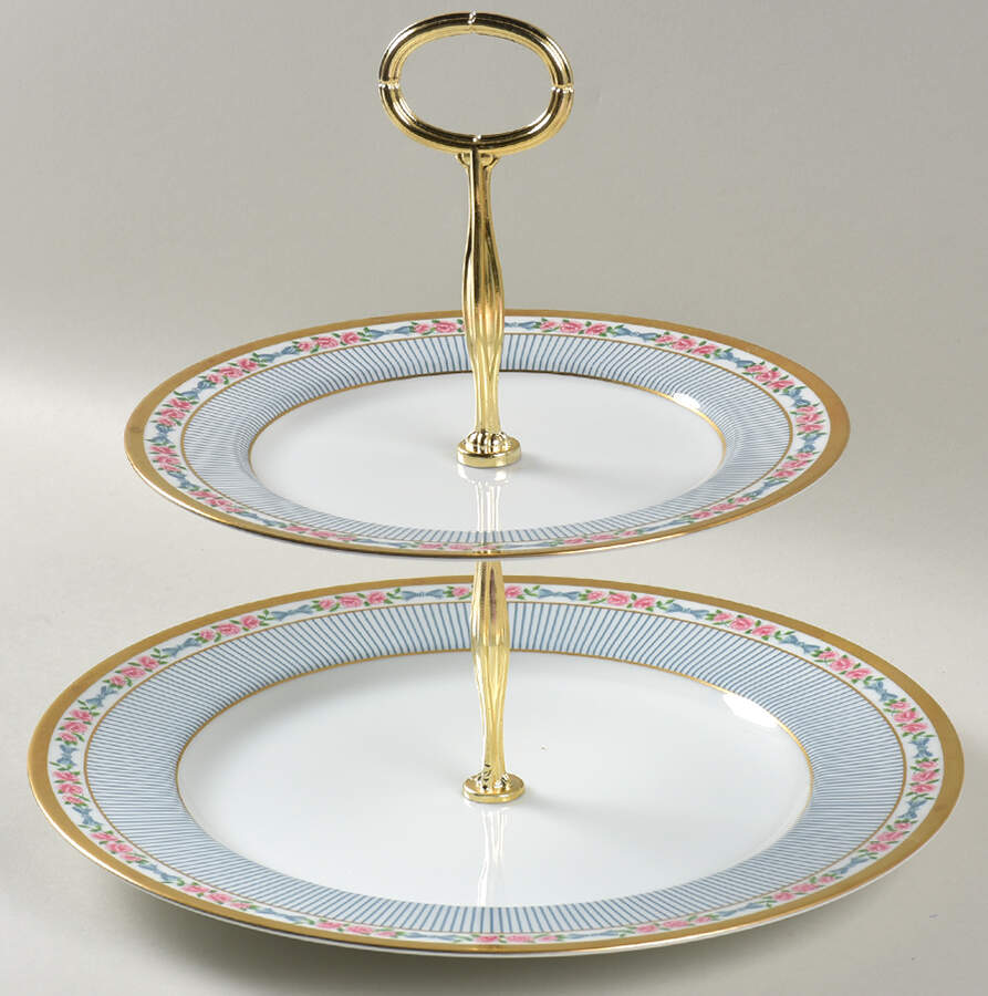 Dior Rose 6 5/8"-10"  2 Tiered Serving Tray (Dp, Sp) HC by Christian Dior-1