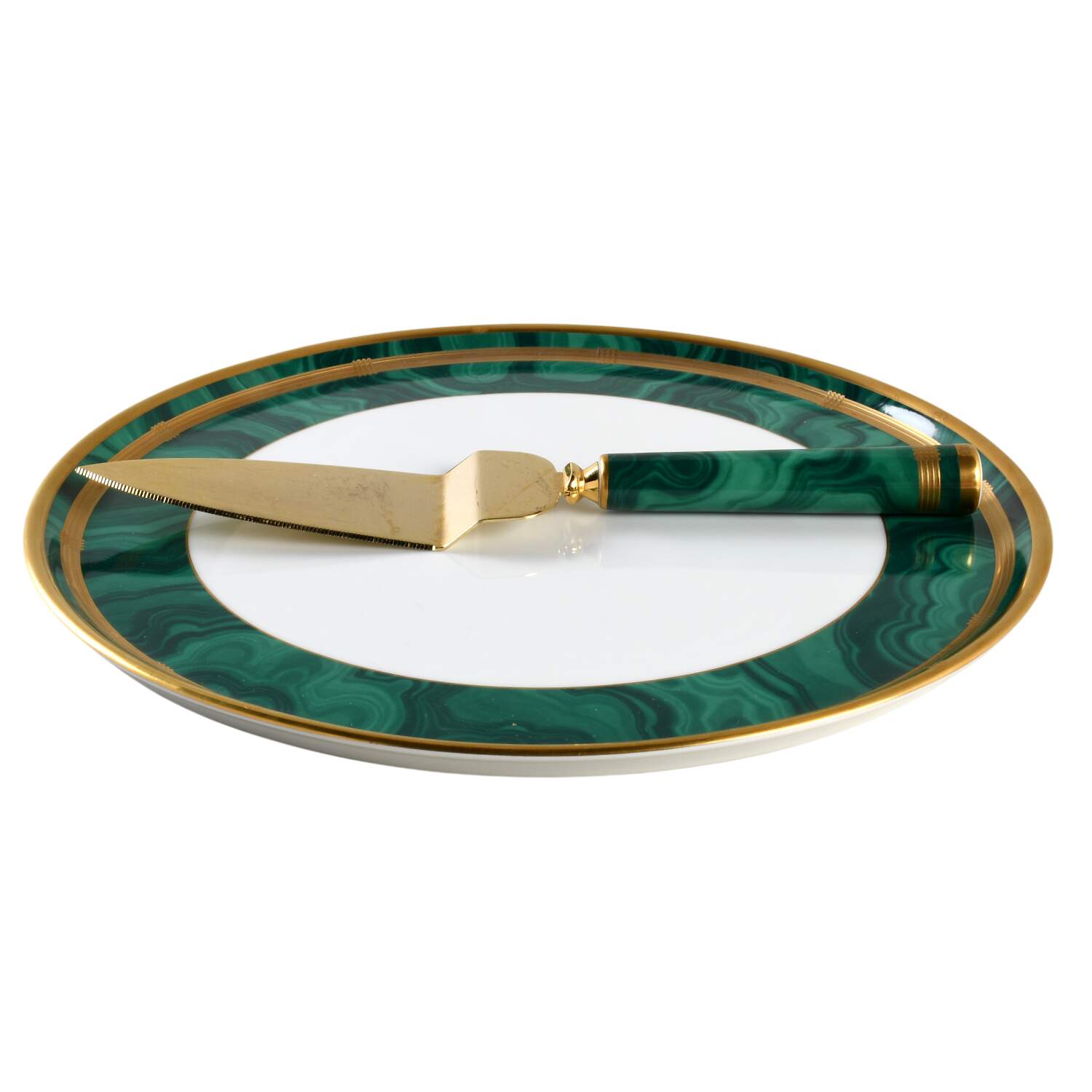 Gaudron Malachite Green Cake Plate and Server (Boxed Set) by Christian Dior-1