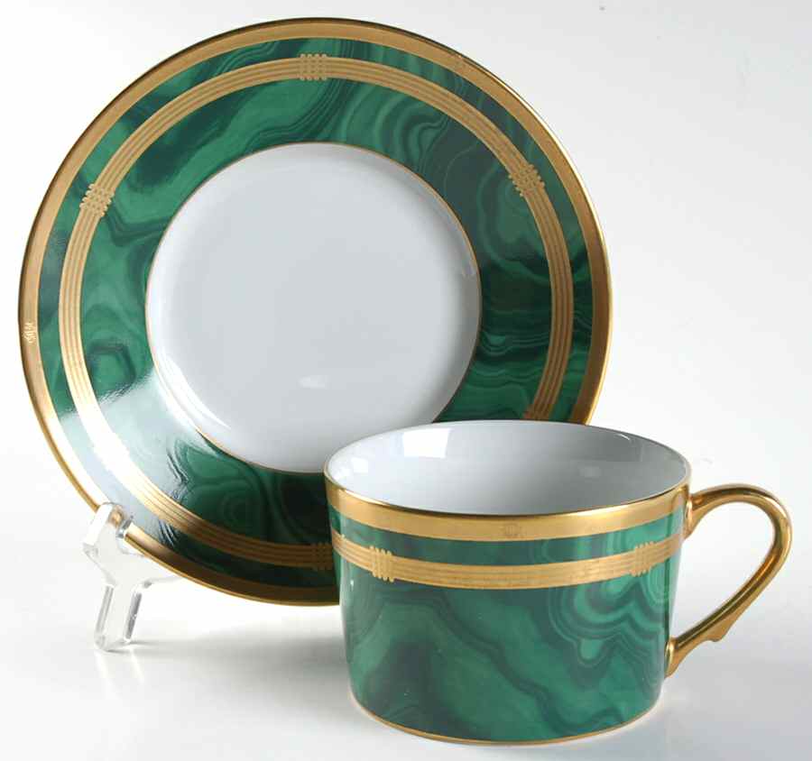 Gaudron Malachite Green Flat Cup & Saucer Set by Christian Dior-1