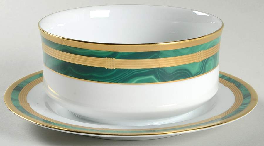 Gaudron Malachite Green Gravy Boat with Attached Underplate by Christian Dior-1