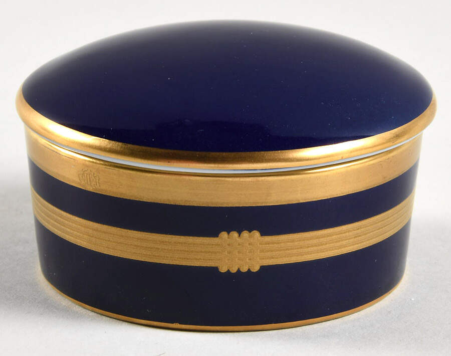 Gaudron Lapis Blue Round Box & Lid by Christian Dior-1
