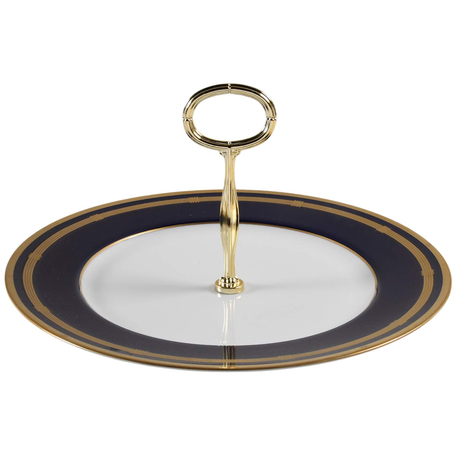 Gaudron Lapis Blue Round Serving Plate with Center Handle (Dp) Hc by Christian Dior-1
