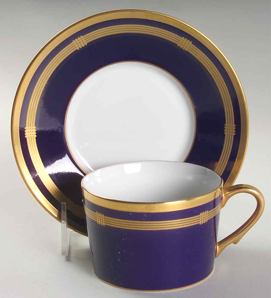 Gaudron Lapis Blue Flat Cup & Saucer Set by Christian Dior-1