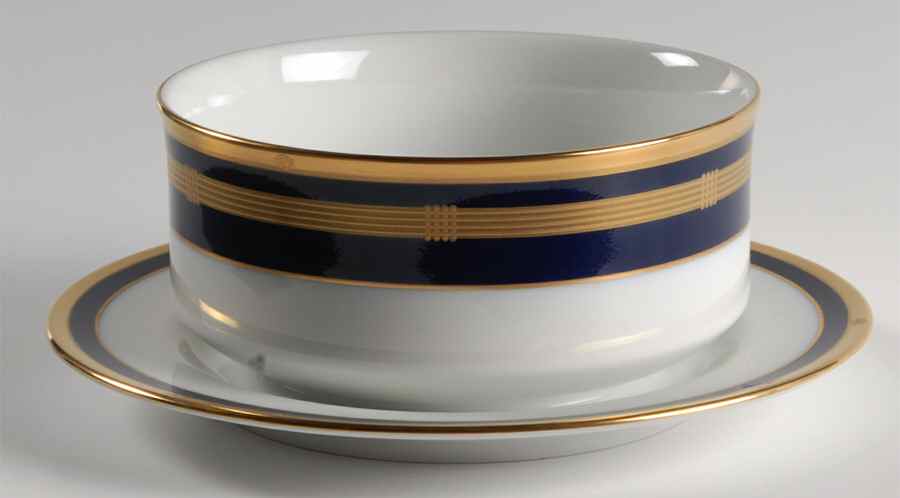 Gaudron Lapis Blue Gravy Boat with Attached Underplate by Christian Dior-1