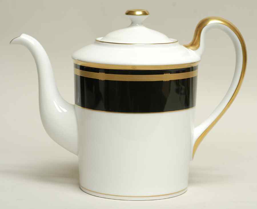 Gaudron Onyx (Gold Trim) Coffee Pot & Lid by Christian Dior-1