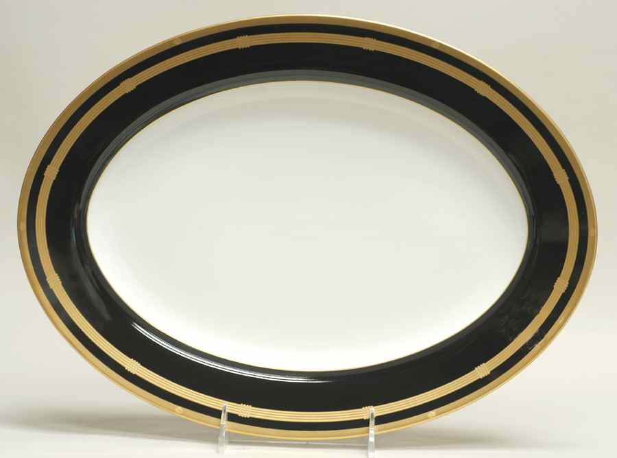 Gaudron Onyx (Gold Trim) 14" Oval Serving Platter by Christian Dior-1