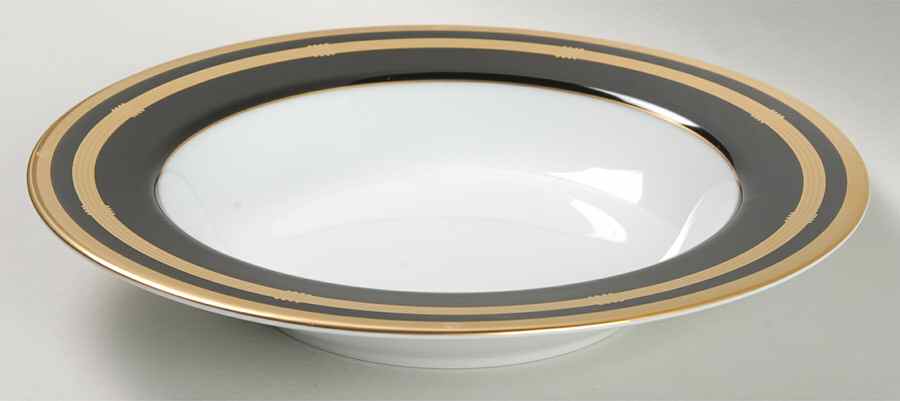 Gaudron Onyx (Gold Trim) Large Rim Soup Bowl by Christian Dior-1