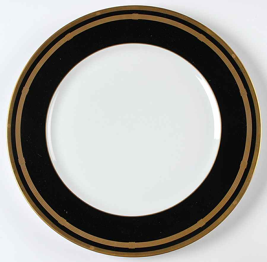 Gaudron Onyx (Gold Trim) 12" Chop Plate (Round Platter) by Christian Dior-1