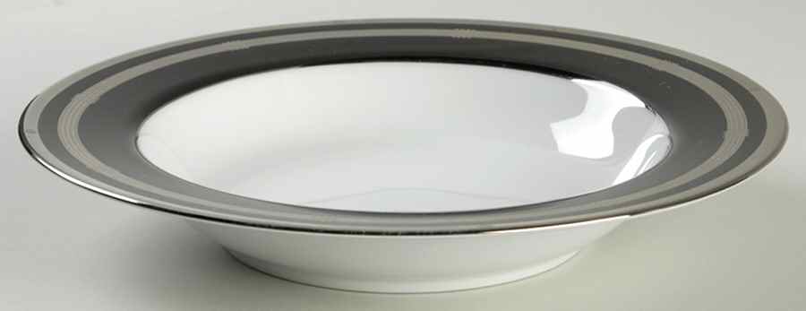 Gaudron Onyx (Platinum Trim) Large Rim Soup Bowl by Christian Dior-1