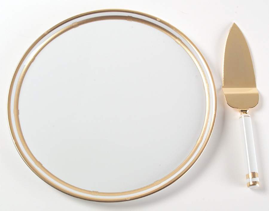 Gaudron White Cake Plate and Server (Boxed Set) by Christian Dior-1