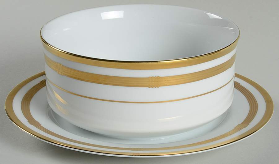 Gaudron White Round Gravy Boat/Attached Underplate by Christian Dior-1
