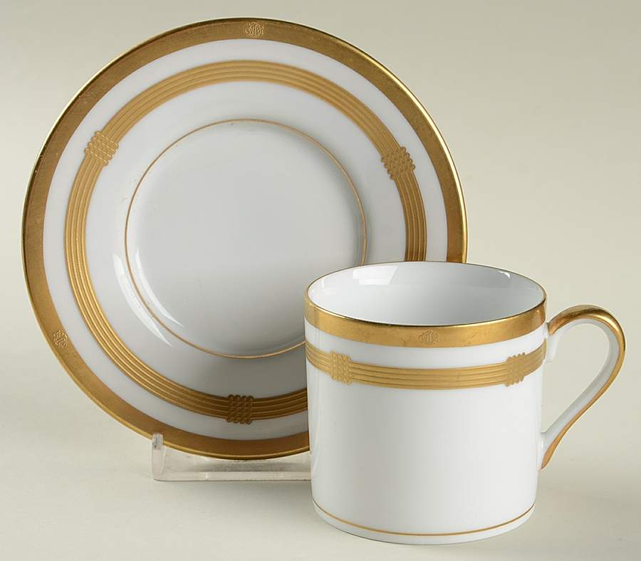 Gaudron White Flat Demitasse Cup & Saucer Set by Christian Dior-1