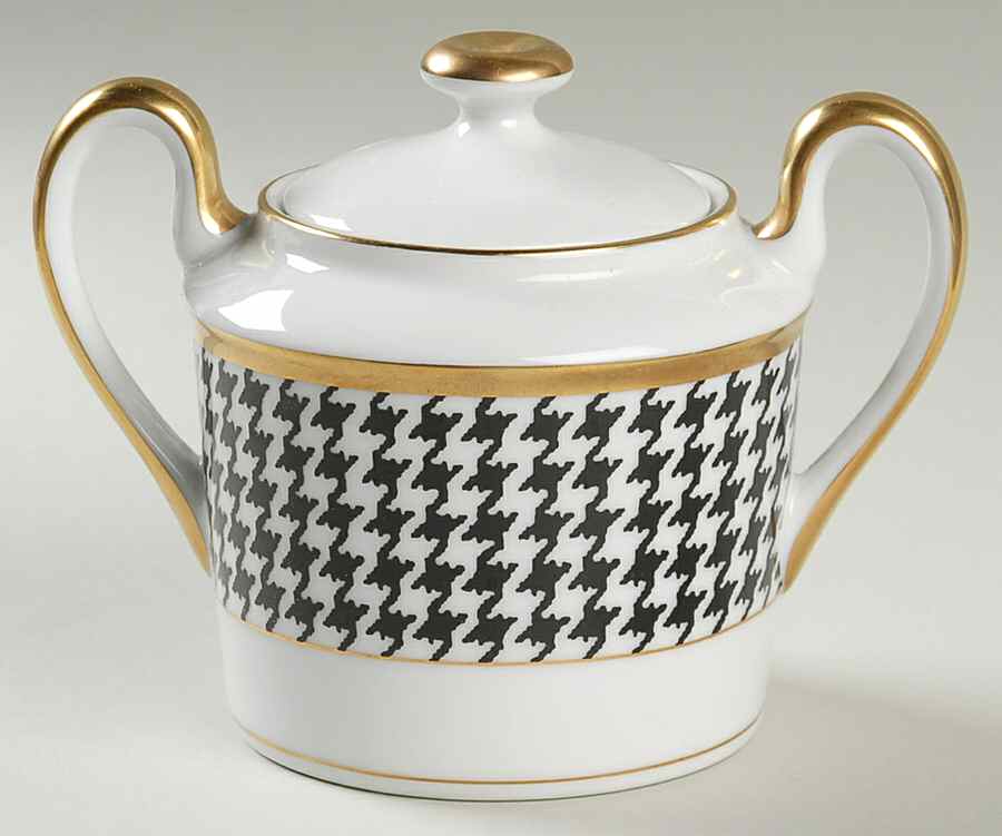 Pied De Poulet Noir (Black) Sugar Bowl & Lid by Christian Dior-1