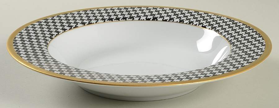 Pied De Poulet Noir (Black) Large Rim Soup Bowl by Christian Dior-1