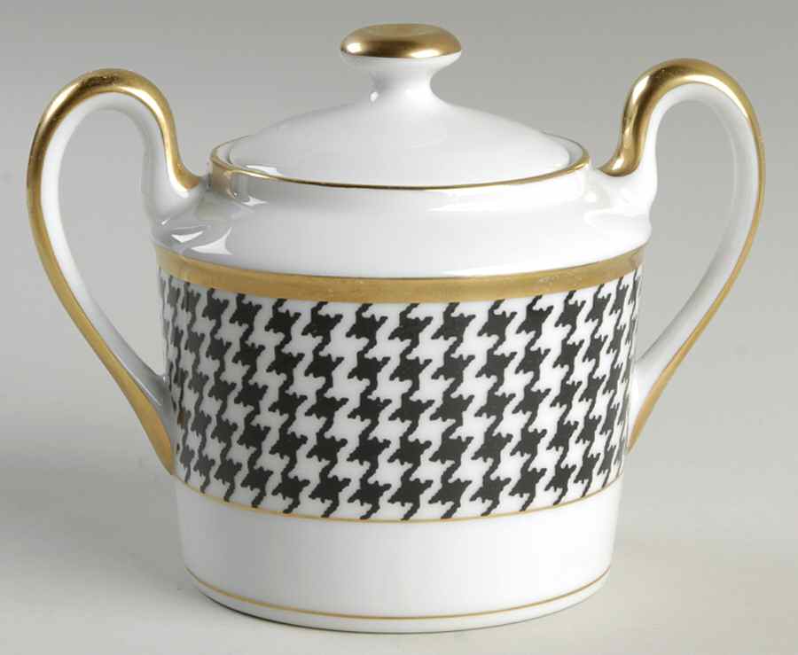 Pied De Poulet Platinum Sugar Bowl & Lid by Christian Dior-1