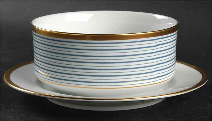 Tropez Blue Gravy Boat with Attached Underplate by Christian Dior-1