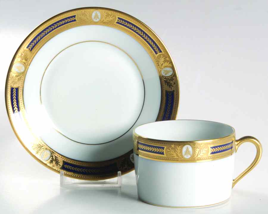 Abeilles Bleu Flat Cup & Saucer Set by Charles Field Haviland-1