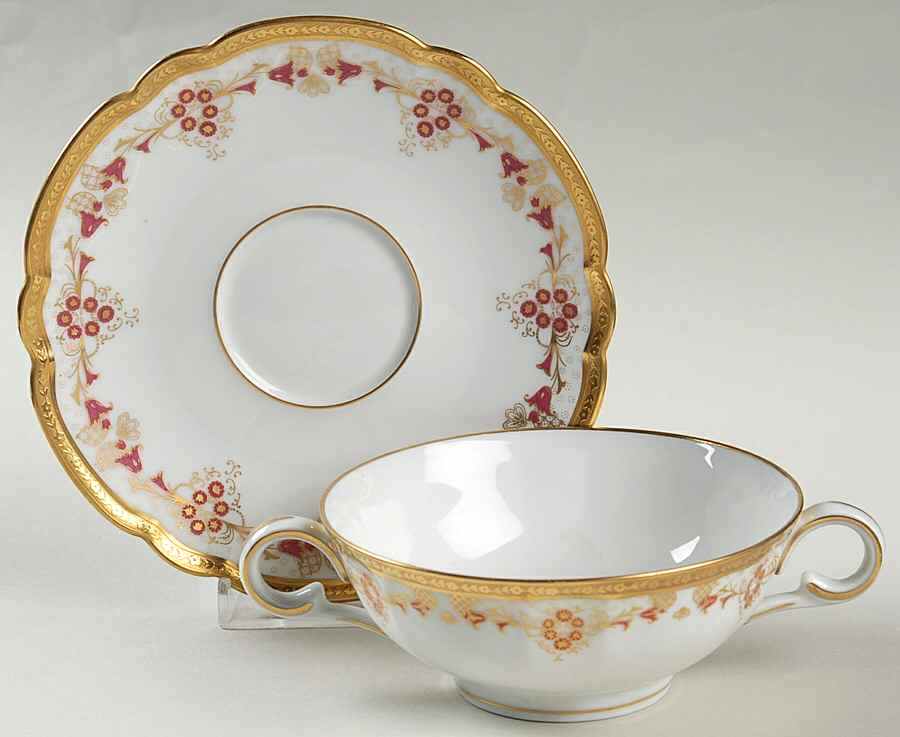 Alencon Flat Cream Soup Bowl & Saucer Set by Charles Field Haviland-1