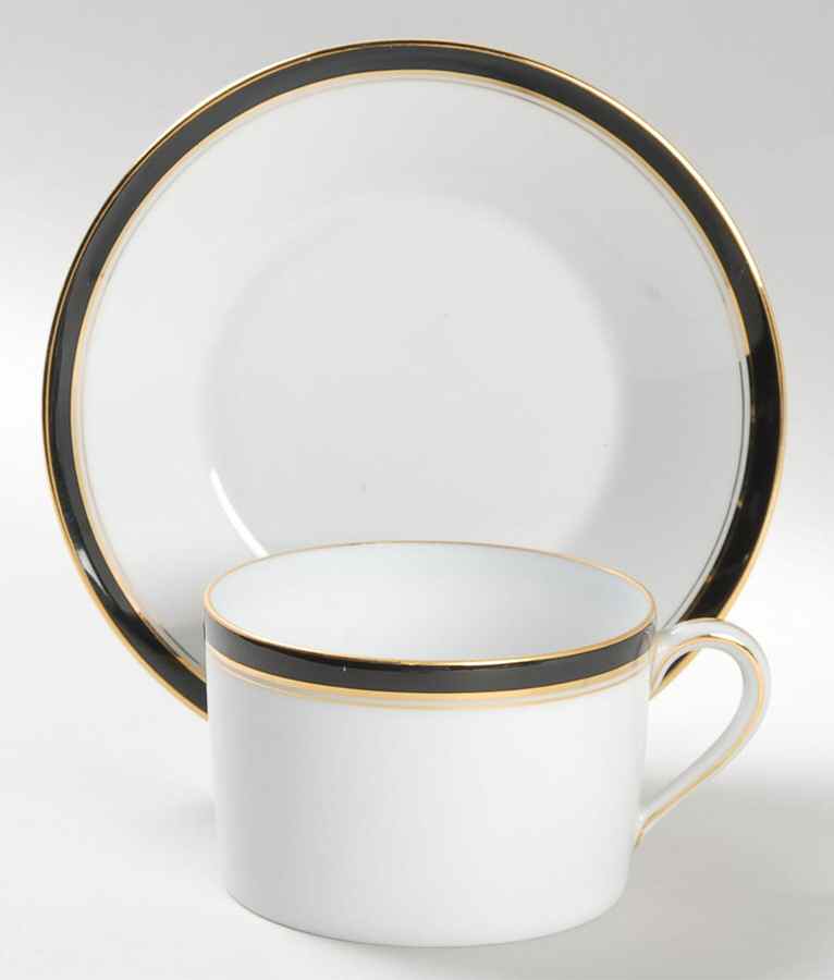 Ambassade Black Flat Cup & Saucer Set by Charles Field Haviland-1