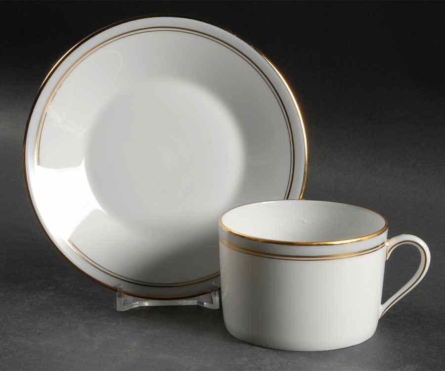 Ambassade Grey Flat Cup & Saucer Set by Charles Field Haviland-1