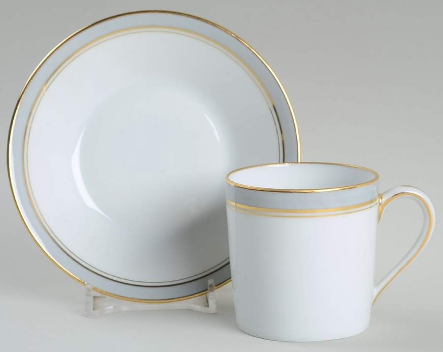 Ambassade Grey Flat Demitasse Cup & Saucer Set by Charles Field Haviland-1