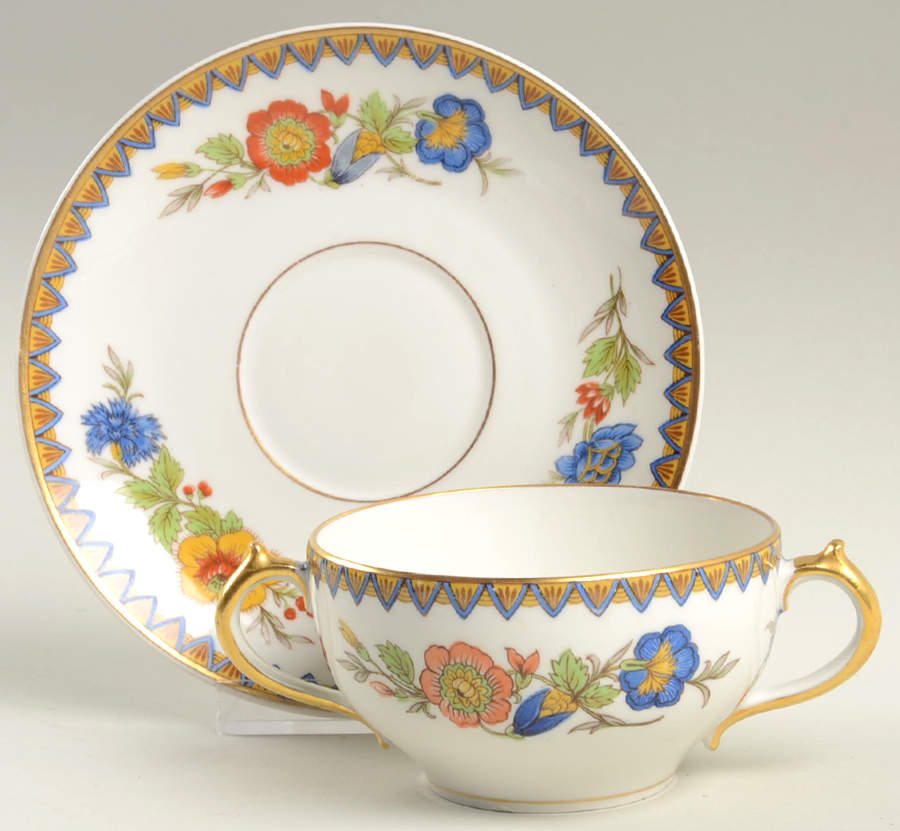 Amiens Flat Bouillon Cup & Saucer by Charles Field Haviland-1
