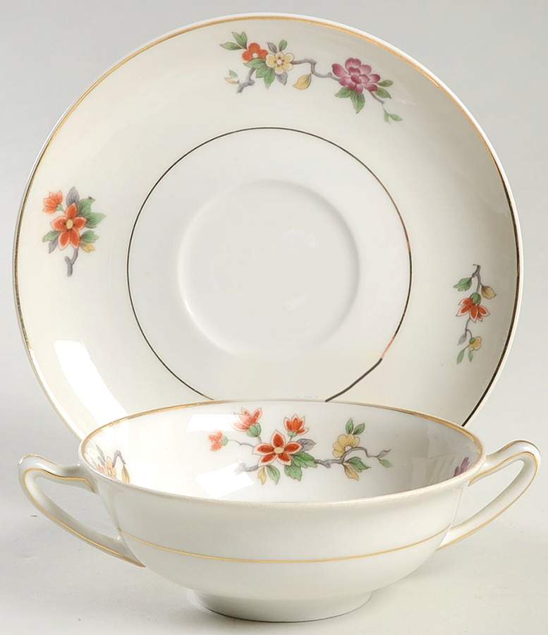 CHF22 (Verge) Flat Cream Soup Bowl & Saucer Set by Charles Field Haviland-1