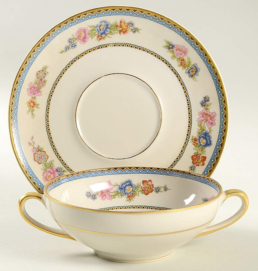CHF5 Flat Cream Soup Bowl & Saucer Set by Charles Field Haviland-1