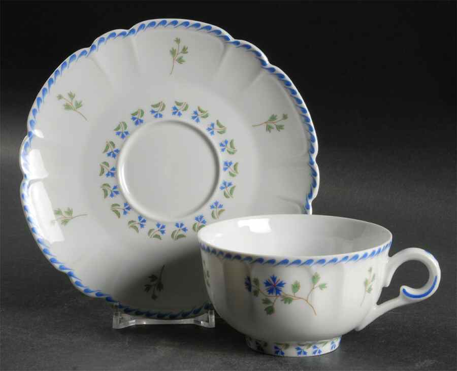 Cornflower (Barbeaux) Flat Cup & Saucer Set by Charles Field Haviland-1