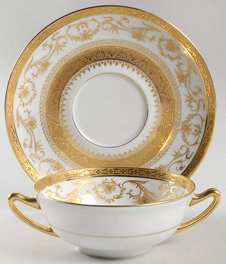 Dynasty Gold Flat Cream Soup Bowl & Saucer Set by Charles Field Haviland-1