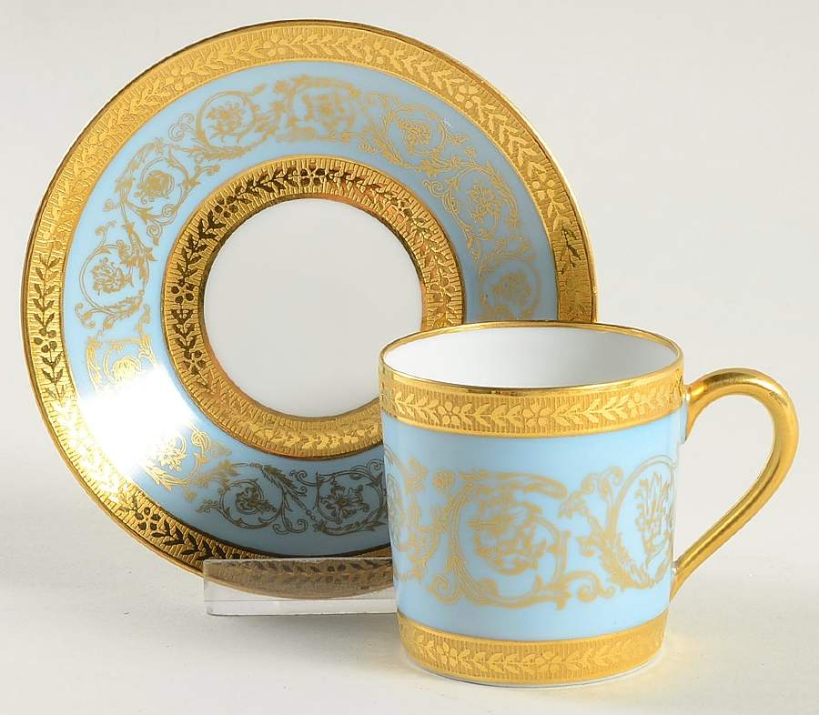 Edith Blue (Recamier Shape) Flat Demitasse Cup & Saucer Set by Charles Field Haviland-1