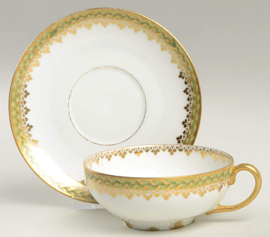 Empire Wreath Flat Cup & Saucer Set by Charles Field Haviland-1
