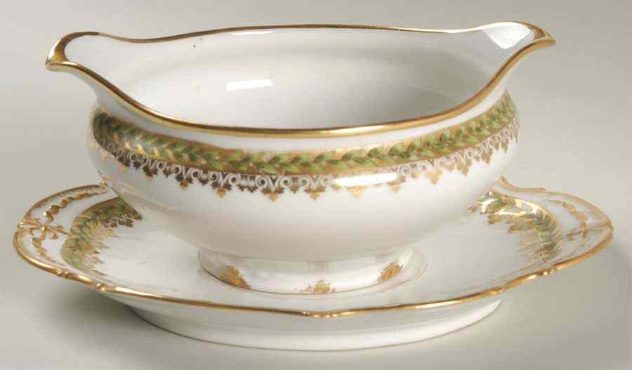 Empire Wreath Gravy Boat & Underplate by Charles Field Haviland-1