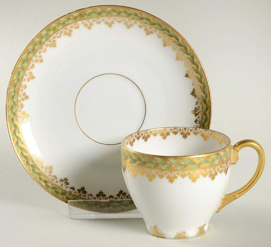Empire Wreath Flat Demitasse Cup & Saucer Set by Charles Field Haviland-1
