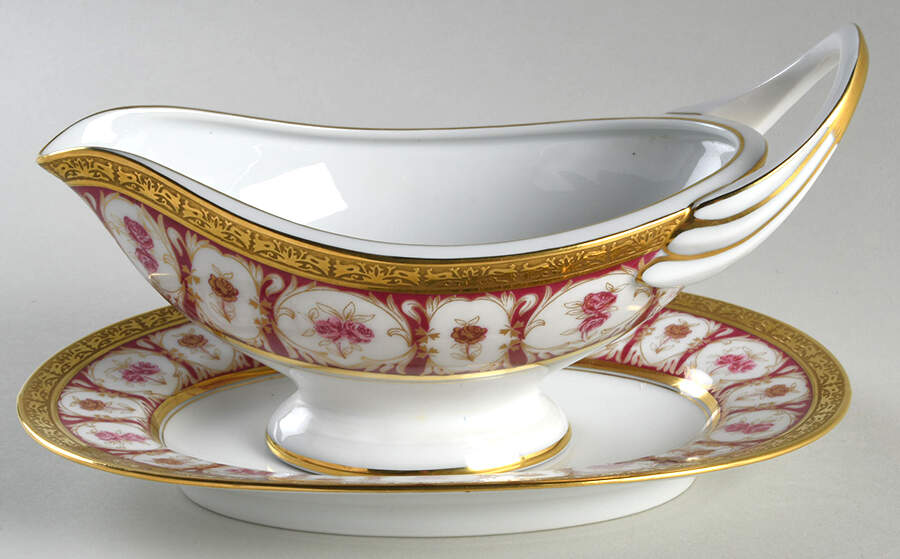 Golden Roses Gravy Boat & Underplate by Charles Field Haviland-1