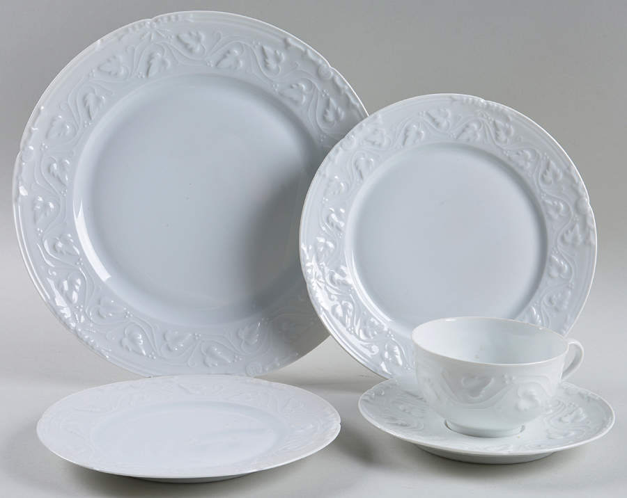 Imperatrice All White 5 Piece Place Setting by Charles Field Haviland-1