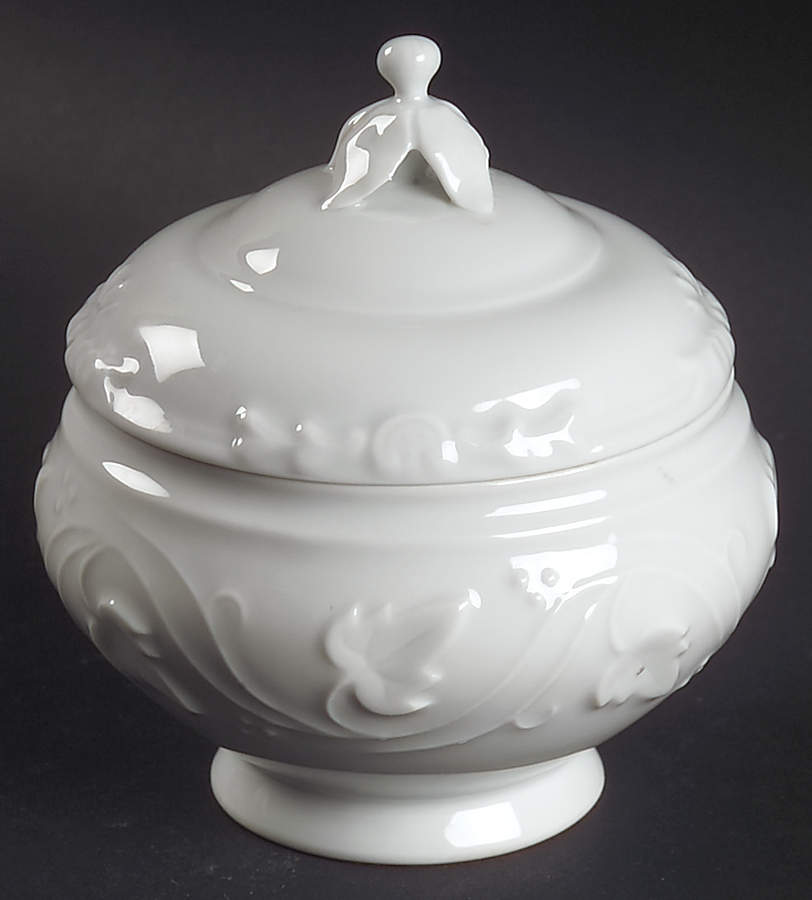 Imperatrice All White Sugar Bowl & Lid by Charles Field Haviland-1
