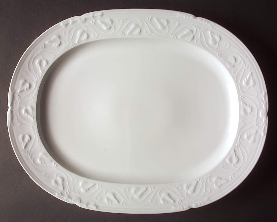 Imperatrice All White 17" Oval Serving Platter by Charles Field Haviland-1