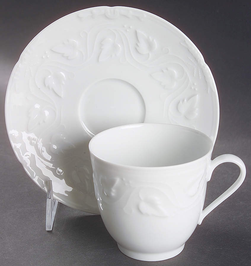 Imperatrice All White Flat Cup & Saucer Set by Charles Field Haviland-1