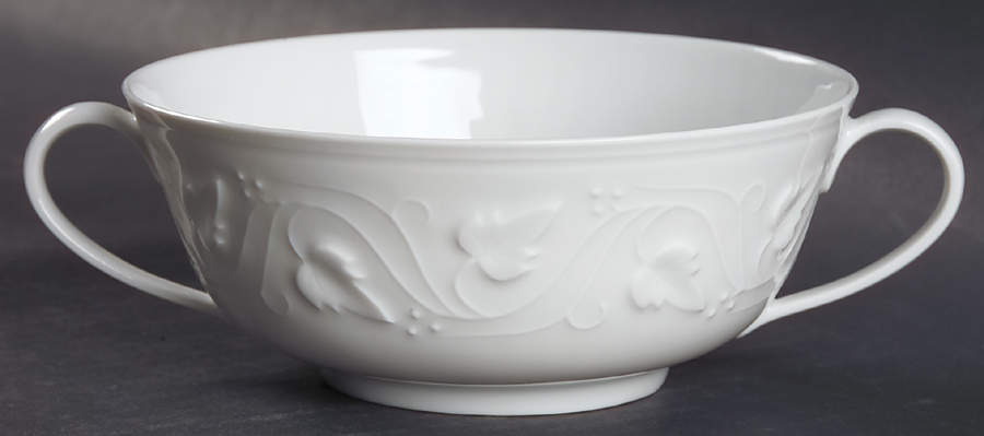 Imperatrice All White Footed Cream Soup Bowl by Charles Field Haviland-1