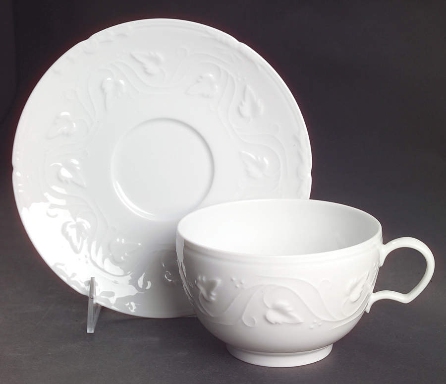 Imperatrice All White Breakfast Cup & Saucer Set by Charles Field Haviland-1