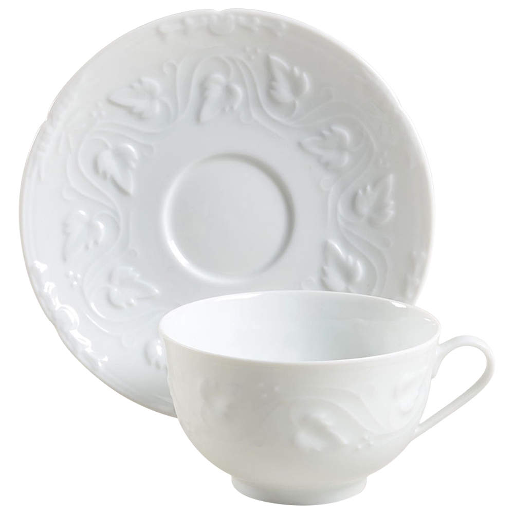 Imperatrice All White Flat Cup & Saucer Set by Charles Field Haviland-1