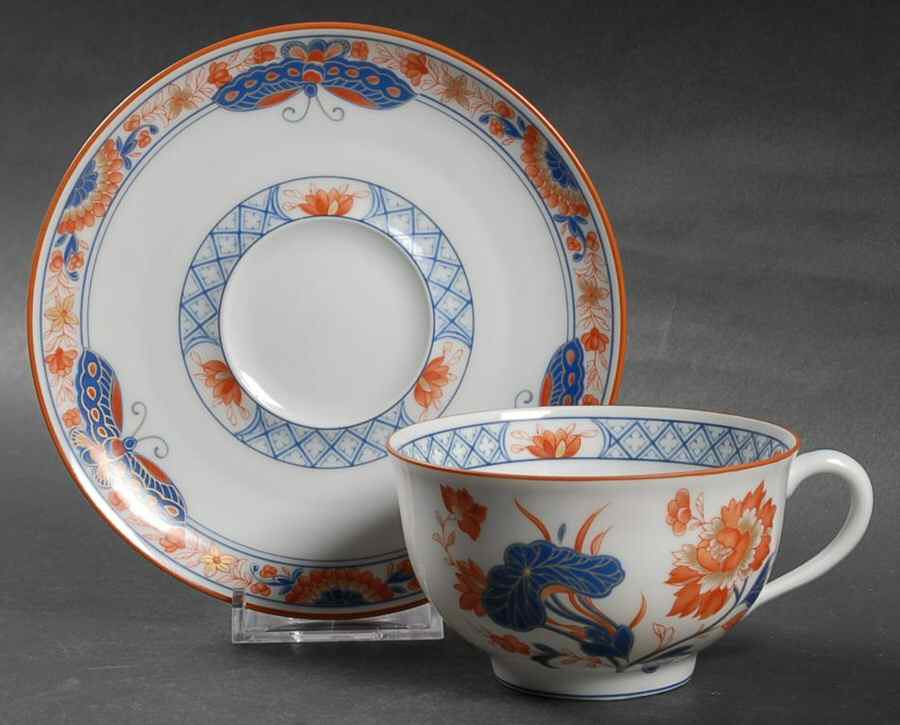 Les Papillons Footed Cup & Saucer Set by Charles Field Haviland-1