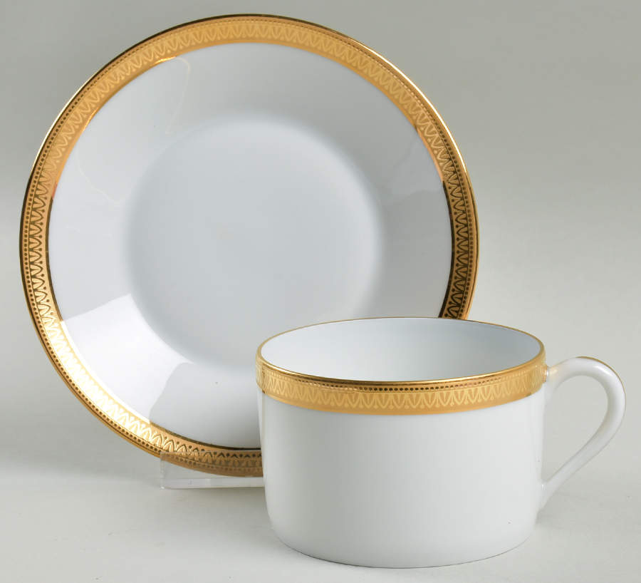 Malmaison Gold Flat Cup & Saucer Set by Charles Field Haviland-1