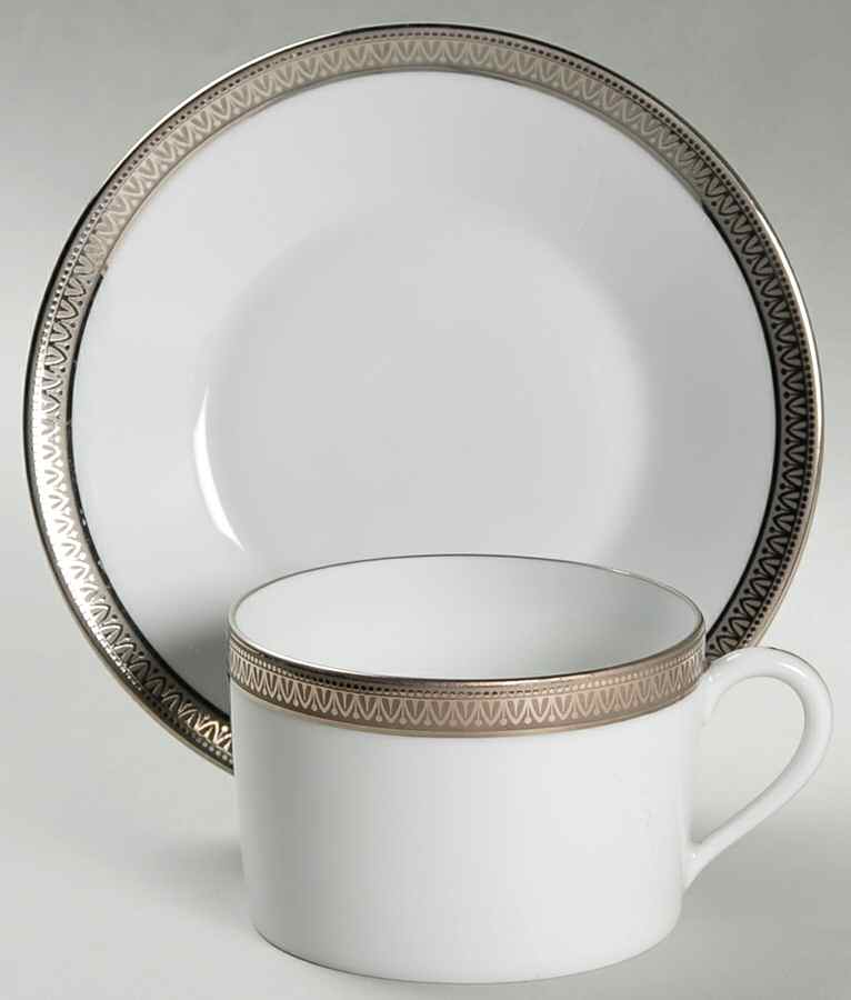 Malmaison Platinum (No Verge) Flat Cup & Saucer Set by Charles Field Haviland-1