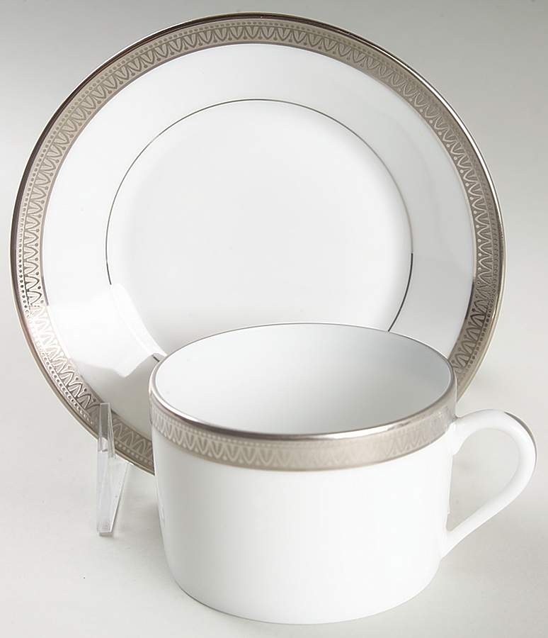 Malmaison Platinum (No Verge) Flat Cup & Saucer Set by Charles Field Haviland-1