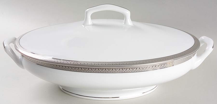 Malmaison Platinum (No Verge) Oval Covered Vegetable by Charles Field Haviland-1