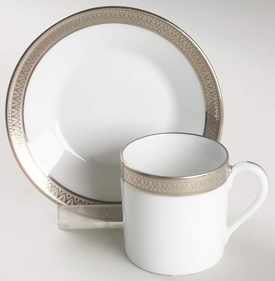 Malmaison Platinum (No Verge) Flat Demitasse Cup & Saucer Set by Charles Field Haviland-1